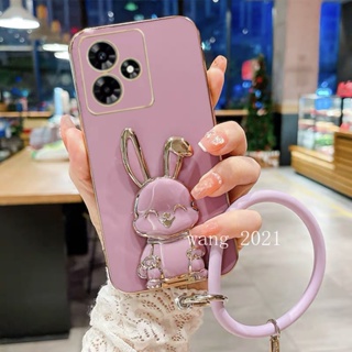 พร้อมส่ง ใหม่ เคสโทรศัพท์มือถือแบบนิ่ม ลายกระต่ายน่ารัก พร้อมสายคล้องข้อมือ ทรงกลม แฟชั่น สําหรับ Realme C53 C55 NFC 2023 RealmeC53