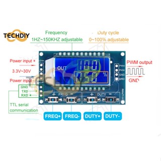 โมดูลเครื่องกําเนิดสัญญาณ PWM 1Hz-150Khz ความถี่ ปรับได้ หน้าจอ LCD 3.3V-30V 1Hz - 150Khz