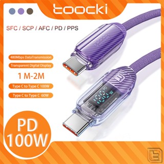 Toocki สายชาร์จ Type C เป็น Type C 100W PD3.0 USB C เป็น USB C พร้อมจอแสดงผลดิจิทัล LED สําหรับโทรศัพท์ แล็ปท็อป แท็บเล็ต