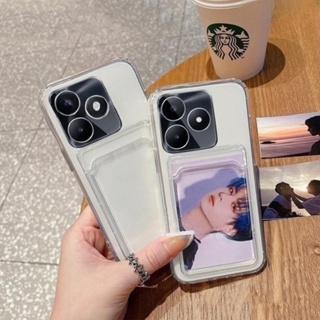 เคสโทรศัพท์มือถือ ซิลิโคนนิ่ม แบบใส กันกระแทก พร้อมช่องใส่บัตร สําหรับ Realme C53