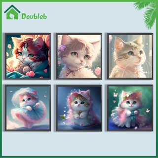 【Doub X ✮】ภาพวาดปักเพชร ทรงกลม ลายแมว 5D DIY สําหรับตกแต่งบ้าน ✮