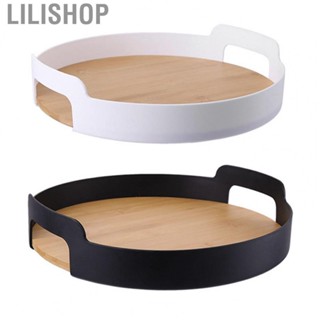 Lilishop Snack  Tray  Multifunctional Safe Ergonomic Bamboo Serving Tray Rotatable  for Fruits for Snack