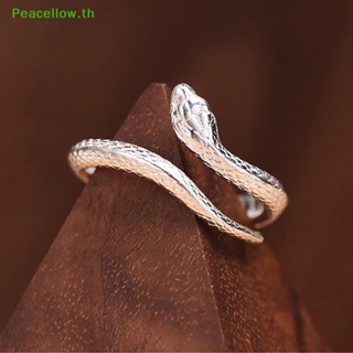 Peacellow แหวนแฟชั่น รูปงู แบบเปิด ปรับได้ เครื่องประดับ สําหรับผู้ชาย ผู้หญิง