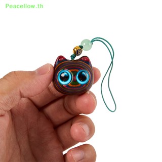 Peacellow พวงกุญแจไม้ จี้รูปแมวนําโชคน่ารัก ขนาดเล็ก สีทอง สําหรับห้อยตกแต่งรถยนต์ TH