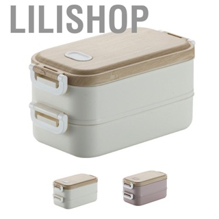 Lilishop Lunch Box 2 Tier Stackable Leakproof PP Stainless Steel Portable Insulated Bento Containers for Adults Kids School Work