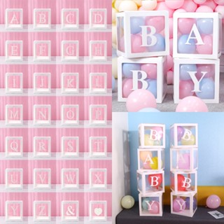 กล่องลูกโป่งใส ลายตัวอักษร A-Z ขนาด 30x30 ซม. สีขาว สําหรับใส่ลูกโป่ง ตกแต่งงานปาร์ตี้วันเกิด งานแต่งงาน เบบี้ชาวเวอร์ DIY