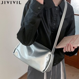 JIVIVIL เด็กผู้หญิงกระเป๋า crossbody ขนาดใหญ่ความจุของเกาหลีออกแบบรุ่นขั้นสูงรู้สึกกระเป๋าหมอนสีทึบ