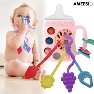 Ameesi ของเล่นเด็ก ลูกกลิ้งป้อนอาหาร รูปการ์ตูนผลไม้ ช่วยบรรเทาความเครียด สีสดใส สําหรับเด็ก