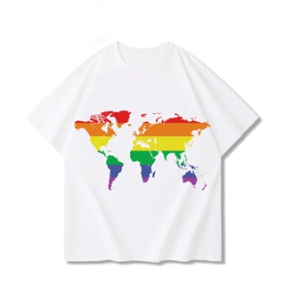 ข้อเสนอพิเศษ เสื้อยืดโอเวอร์ไซส์Gay Tops Tee T Shirt World Pride Men Unisex  Fitted LGBT Lesbian Rainbow Parade Gift Cal