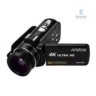 Andoer กล้องบันทึกวิดีโอดิจิทัล 4K มืออาชีพ เซนเซอร์ CMOS พร้อมเลนส์มุมกว้าง 0.45X พร้อมมาโคร กล้องมาโคร 6.5