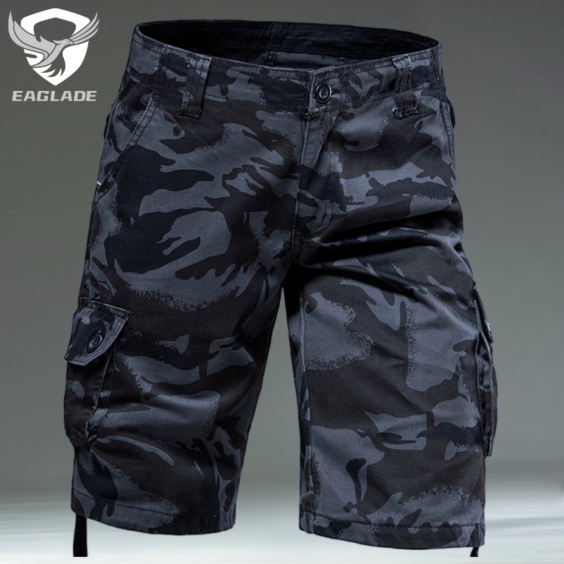 Eaglade กางเกงคาร์โก้ ขาสั้น ลําลอง สําหรับผู้ชาย S8CS สีดํา Camo