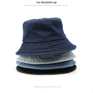 Bucket Hat หมวกบักเก็ตยีน ผ้าฝ้าย ป้องกันแดด แบบพับได้ สไตล์ฮิปฮอป แฟชั่นฤดูร้อน สําหรับผู้หญิง และผู้ชาย