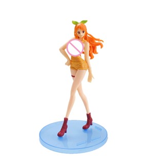 โมเดลฟิกเกอร์ Pvc รูปการ์ตูนอนิเมะ One Piece Nami สีเหลือง ขนาด 17 ซม. เหมาะกับของขวัญ สําหรับตกแต่งเค้กรถยนต์