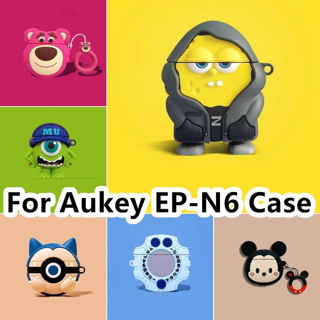 สําหรับ Aukey EP-N6 กรณีน่ารักการ์ตูน Shark & แว่นตาสุนัขสําหรับ Aukey EP-N6 ปลอกหูฟังแบบนุ่มฝาครอบ