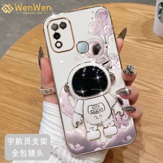 Wenwen เคสโทรศัพท์มือถือแบบนิ่ม TPU กันกระแทก ลายนักบินอวกาศ 3D พร้อมที่ตั้งวาง บางมาก สําหรับ INFINIX HOT 10 10S 10T HOT 10 PLAY 11 PLAY X682B X688