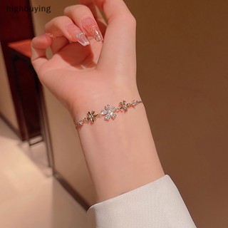 [highbuying] สร้อยข้อมือ โอปอล ดอกไม้ สีทอง ปรับได้ สําหรับผู้หญิง เล็ก ละเอียดอ่อน เต็มไปด้วยพลอยเทียม เครื่องประดับจัดงานแต่งงาน ของขวัญ ปาร์ตี้ สินค้าใหม่