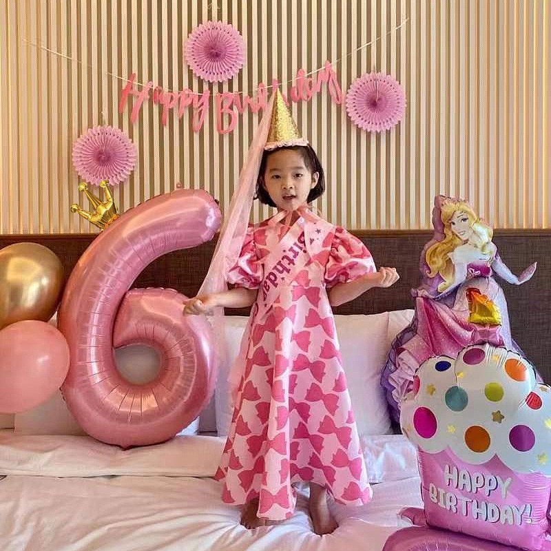 ลูกโป่งตัวเลข พร้อมมงกุฎ สีชมพู ขนาดใหญ่ 32 นิ้ว สําหรับตกแต่งปาร์ตี้วันเกิด 1 ปี - รูปที่ 2