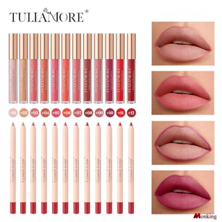 Tulla More 12 Colours Does Not Stick Cup Lip Gloss Line Brush Set Set Matte Red Velvet Lip Line Pen (monkingstore_th)