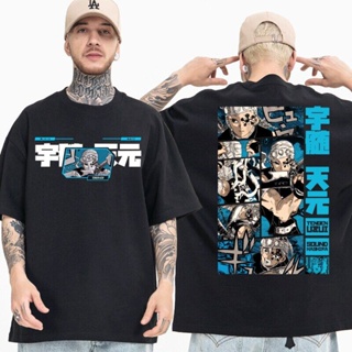 S-5XL เสื้อยืดแขนสั้นญี่ปุ่น Anime Demon Slayer เสื้อยืด Tengen Uzui ตาคู่พิมพ์ T เสื้อ Streetwear ผ้าฝ้าย100% เสื้อขนาด