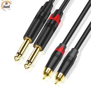 【IS】สายสัญญาณเสียง 6.35 เป็น RCA คู่ ขนาดใหญ่ สําหรับไมโครโฟน เครื่องขยายเสียง