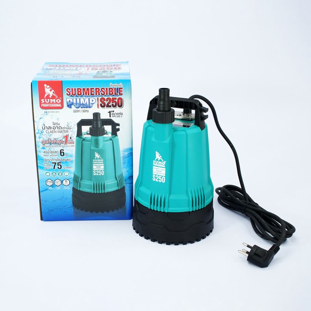 ปั๊มแช่ดูดน้ำ 1” MODEL S250 SUMO สำหรับน้ำสะอาดหรือน้ำดีที่มีตะกอนขนาดไม่เกิน 5 มิลลิเมตร