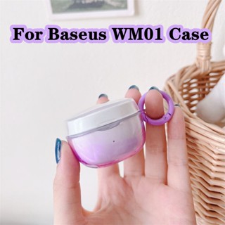 【พร้อมส่ง】เคสหูฟังนิ่ม แบบใส ไล่โทนสีชมพู สําหรับ Baseus WM01 WM01
