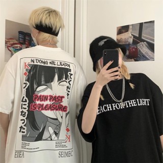 เสื้อท็อป ทรงหลวม พิมพ์ลายการ์ตูนอนิเมะ สไตล์ญี่ปุ่น ฮ่องกง แฟชั่นฤดูร้อน สําหรับคู่รัก