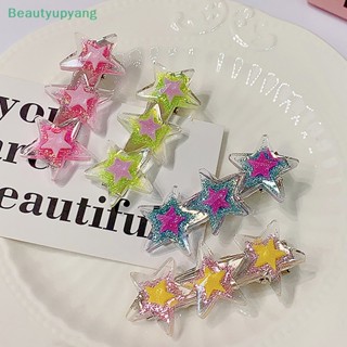 [Beautyupyang] กิ๊บติดผม แบบใส ประดับกลิตเตอร์ รูปดาว สีสันสดใส สร้างสรรค์ เครื่องประดับแฟชั่น สําหรับผู้หญิง