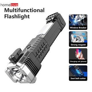 ไฟฉาย LED ไฟฉาย ไฟฉายติดรถยนต์ ค้อนทุบกระจกรถยนต์ Safety Hammer Flashlight Self-rescue Escape Hammer Window Breaker homelove