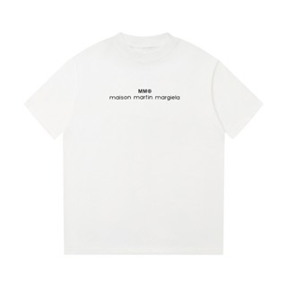 เสื้อยืดแขนสั้นลําลอง พิมพ์ลายตัวอักษร Margiela ทรงหลวม คุณภาพสูง สําหรับผู้ชาย และผู้หญิง