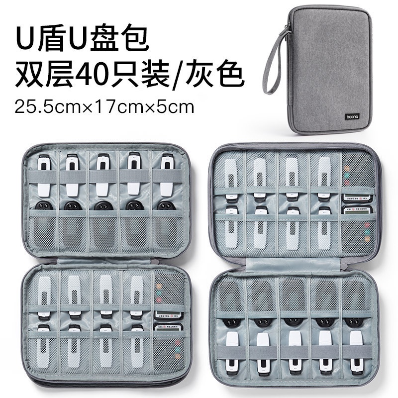 baona กระเป๋าเก็บแฟลชไดรฟ์ 40 ช่อง สองชั้น กันน้ํา เดินทาง สายเคเบิล USB กล้อง SD การ์ด เคสออแกไนเซอร์