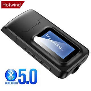 Hotwind 5-IN-1 อะแดปเตอร์รับส่งสัญญาณเสียงบลูทูธไร้สาย 5.0 พร้อมหน้าจอ LCD 3.5 มม. AUX RCA พร้อมไมโครโฟน G1M8