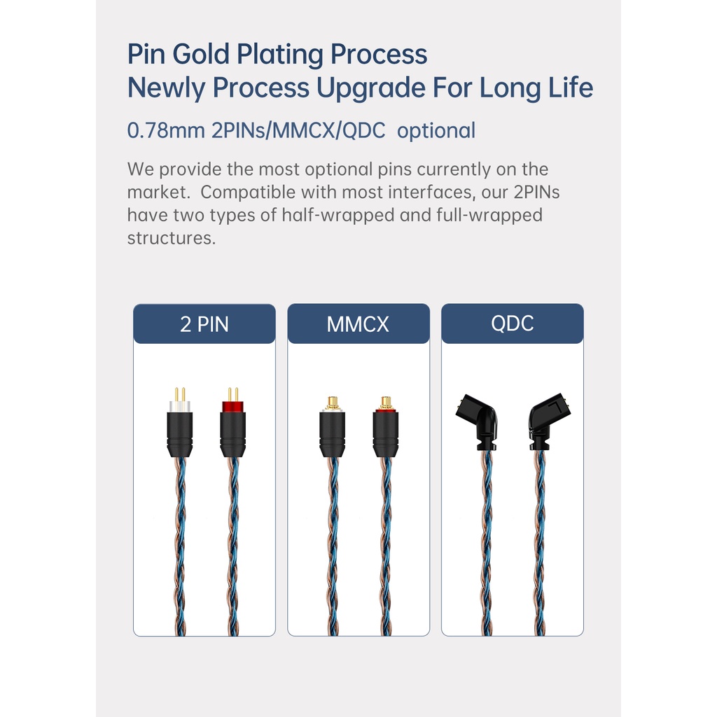 Kbear ST16 สายเคเบิลอัพเกรด 5N MMCX QDC 2PIN 16 แกน สําหรับ KS1 Star River Lark
