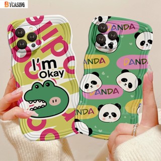 เคสโทรศัพท์มือถือแบบนิ่ม TPU ลายการ์ตูนแพนด้า จระเข้ กราฟฟิตี้ ขอบหยัก แฟชั่น สําหรับ iPhone 14 7 8 6 6s Plus 11 12 13 Pro Max X 7Plus XR XS Max SE 2020