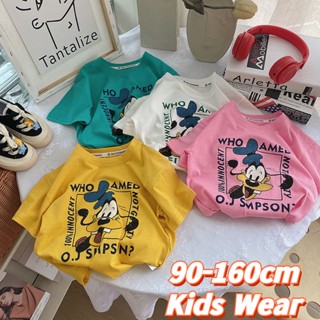 【Kids Tshirt】เสื้อยืดแขนสั้น ผ้าฝ้าย 100% พิมพ์ลายมิกกี้เมาส์ ทรงหลวม แฟชั่นฤดูร้อน สําหรับเด็กผู้ชาย และผู้หญิง (3-14 ปี) (4 สี)