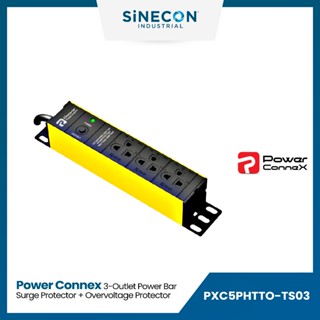 PowerConneX ปลั๊กไฟราง รุ่น PXC5PHTTO-TS03 3 ช่อง กันฟ้าผ่า (10,000A) กันไฟกระชาก ป้องกันไฟเกิน 16A 3680Watt สายไฟยาว 2m