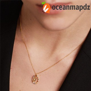 OCEANMAPDZ สร้อยคอ จี้ตัวอักษร 26 ตัว ทรงเรขาคณิต ทองแดง สไตล์เกาหลี สําหรับผู้หญิง