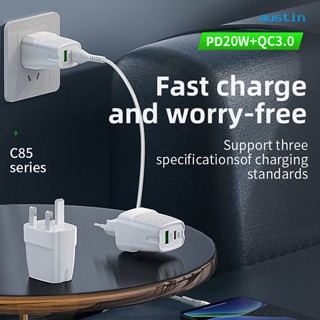 Ay-c85 ที่ชาร์จโทรศัพท์มือถือ USB Type-C US EU UK แบบชาร์จเร็ว สําหรับเดินทาง