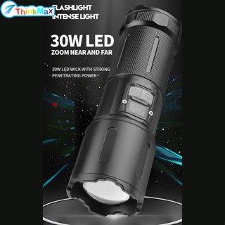 ไฟฉาย Led 30w 5 ระดับ 1500-1800 Lumens ซูมได้ หน้าจอดิจิตอล สว่างพิเศษ