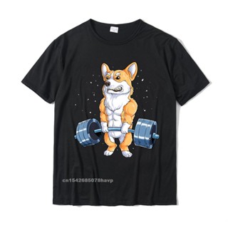 เสื้อยืด พิมพ์ลาย Corgi Weightlifting Deadlift น่ารัก พรีเมี่ยม สําหรับผู้ชาย ใส่ออกกําลังกาย ยกน้ําหนัก เข้ายิม