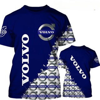 เสื้อยืดแขนสั้น พิมพ์ลายโลโก้รถยนต์ Volvo 3 มิติ แฟชั่นฤดูร้อน สําหรับผู้ชาย และผู้หญิง