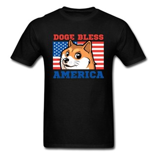 เสื้อยืดคอกลม พิมพ์ลายธงชาติอเมริกา Doge Bless USA แนวสตรีท สําหรับผู้ชาย XS-4XL-5XL-6XL