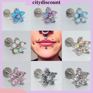 &lt;citydiscount&gt; ต่างหูสตั๊ด เหล็กไทเทเนียม โอปอลเทียม รูปดอกไม้ สําหรับผู้หญิง 1 ชิ้น