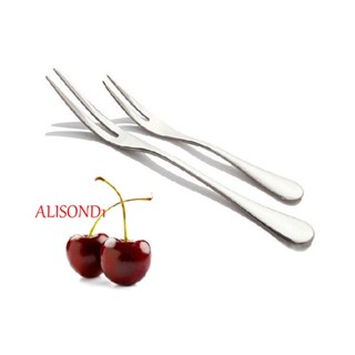 ALISOND1 Flatware ส้อมสเตนเลส แฮนด์เมด สําหรับจิ้มผลไม้ เค้ก สลัด ขนมขบเคี้ยว 2 ชิ้น ช้อนส้อม 2 ชิ้น ต่อชุด