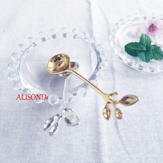 ALISOND1 ช้อนกาแฟ ขนาดเล็ก สีทอง สีเงิน สีบรอนซ์ สไตล์วินเทจ สําหรับตักไอศกรีม ขนมขบเคี้ยว บาร์ รับประทานอาหาร