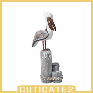 [Cuticate2] รูปปั้นนก Pelicans แบบไม้ แฮนด์เมด สไตล์เรโทร สําหรับตกแต่งโต๊ะงานแต่งงาน