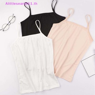 Alittlesearch11 เสื้อสายเดี่ยว คอกลม แขนกุด สีพื้น สําหรับผู้หญิง TH