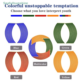 Seaf&gt; สติกเกอร์สะท้อนแสง 18 นิ้ว สําหรับติดตกแต่งล้อรถจักรยานยนต์
