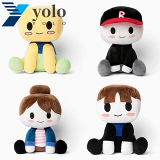 YOLO หมอนตุ๊กตานุ่ม รูปการ์ตูนอนิเมะ Blox Buddies น่ารัก สีเหลือง หมวกสีดํา ของเล่นสําหรับเด็ก