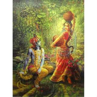 โปสเตอร์ Divine Lovers Radha Krishna Reprint ไม่มีกรอบ